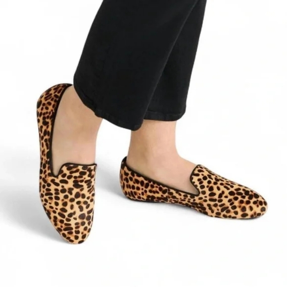 Birdies The Starling Leopard Slip On Genuine Calf hair Loafers Size 8.5 Women's - Picture 1 of 14